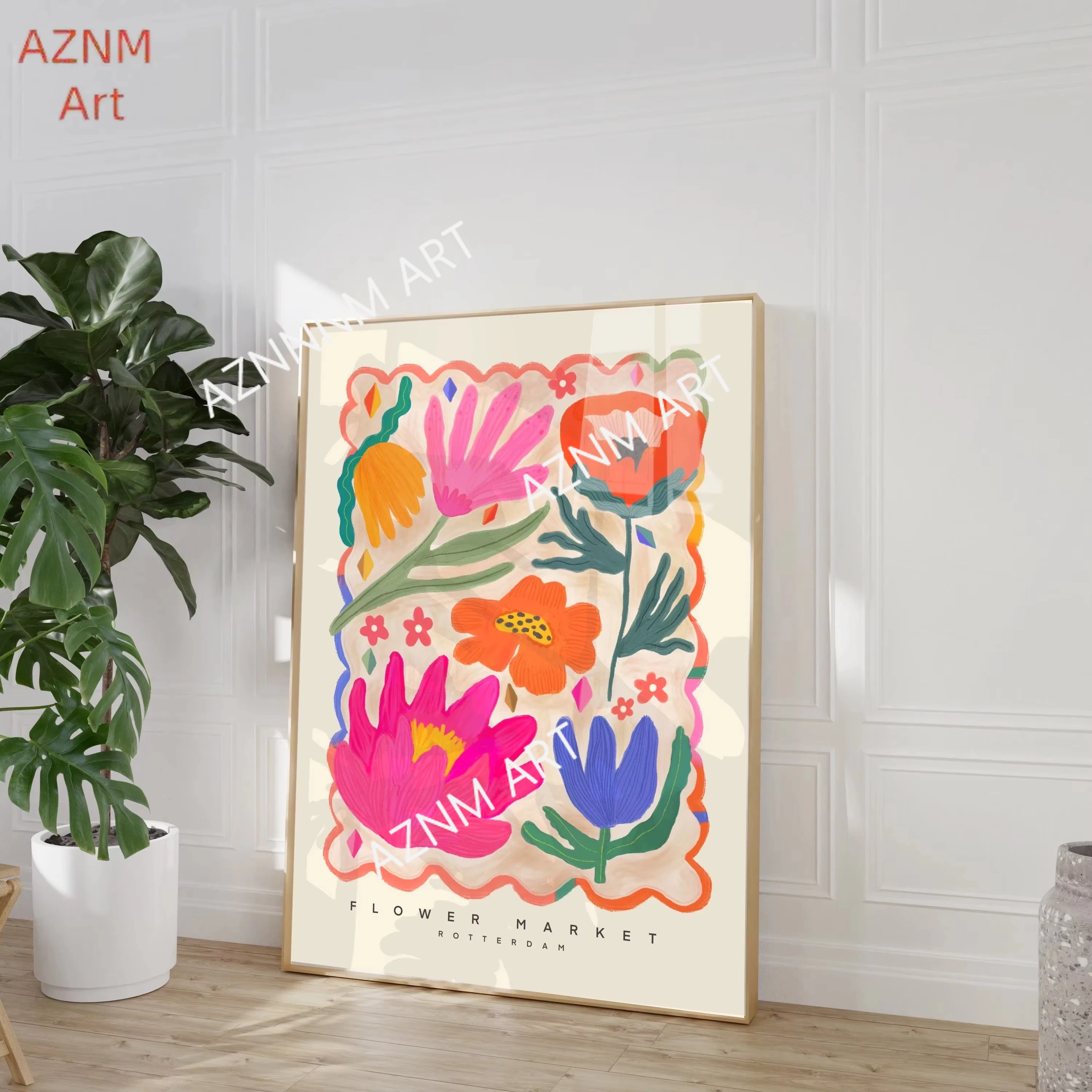 Abstrakter Leinwanddruck 'Du Bist Mein Sonnenschein' Rotterdam Blumenmarkt Wandkunst Poster für Modernes Wohnzimmer Kinderzimmer & Heim-Dekoration Geschenk