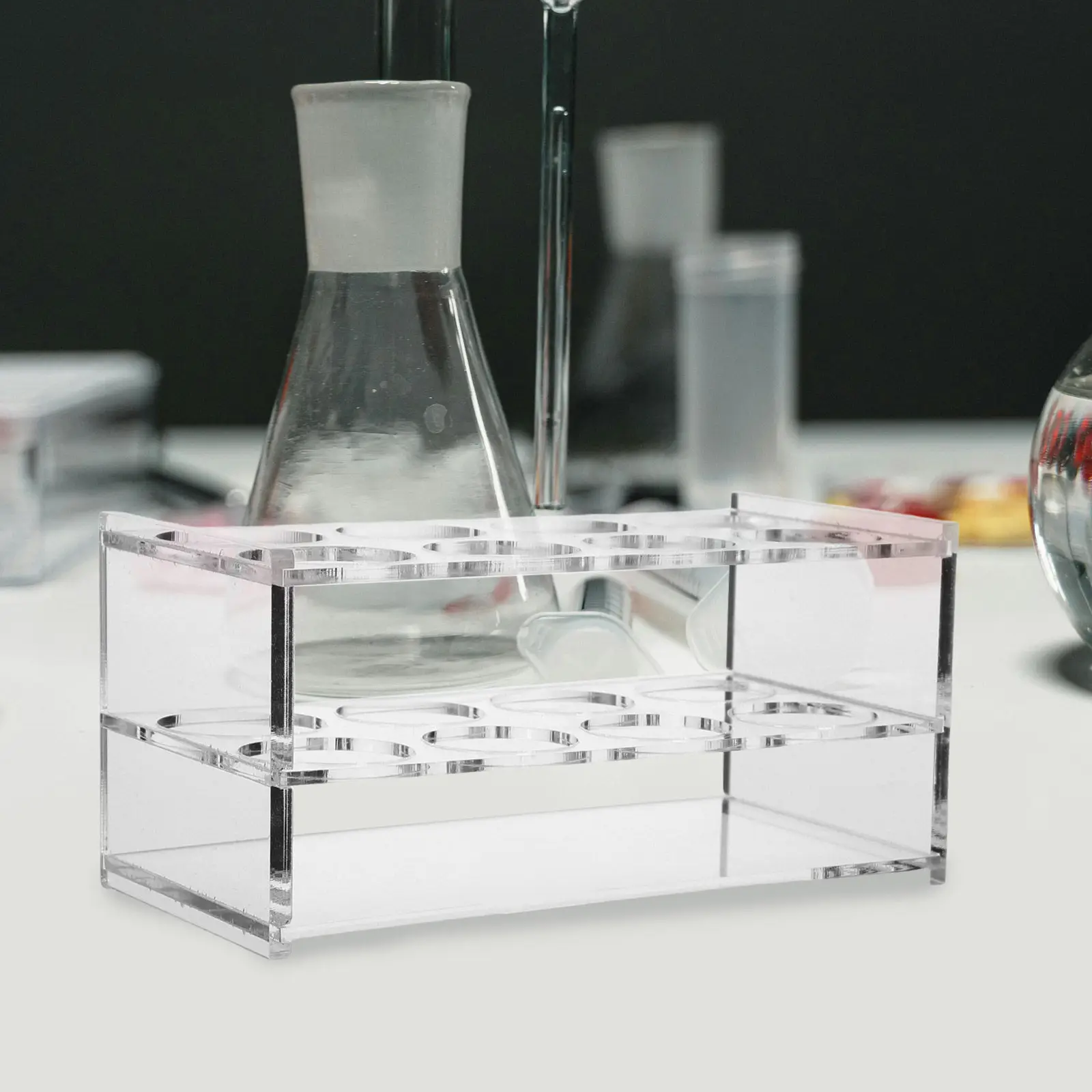 

8-Hole Transparent Acrylic Test Tube Rack Laboratory Storage Stand Space Efficient Sample Tube Holder Organizer