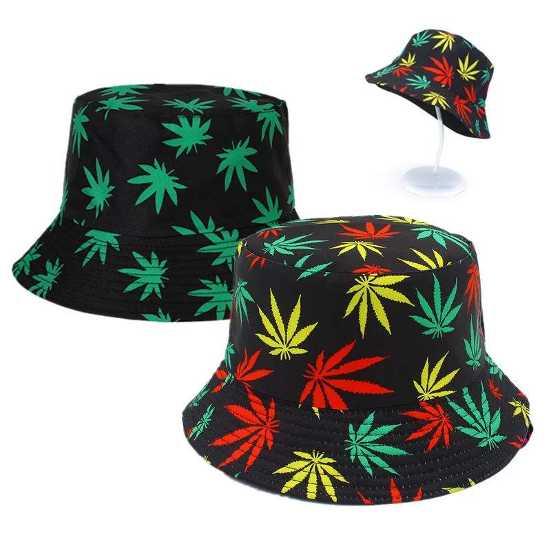 Outdoor Sports Maple Leaves Bucket Cap Street Trend Hip-Hop Cartoon Fashion Fisherman Hat Sun Versatile Caps Gift
