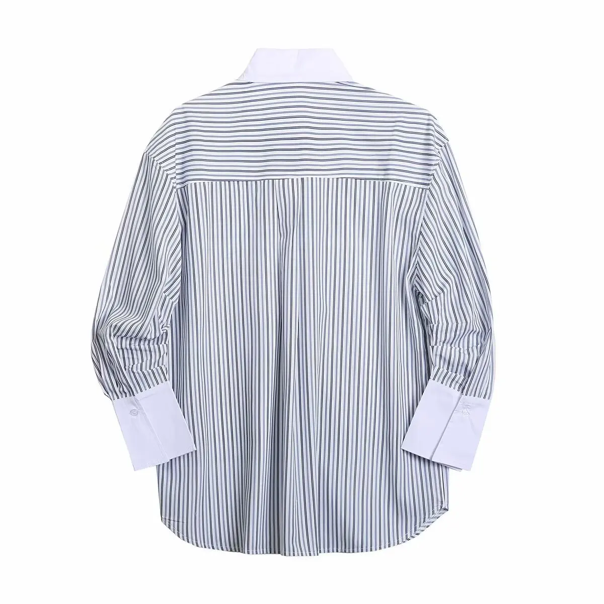 Women's Summer New Fashion Casual Versatile Loose Striped Poplin Shirt