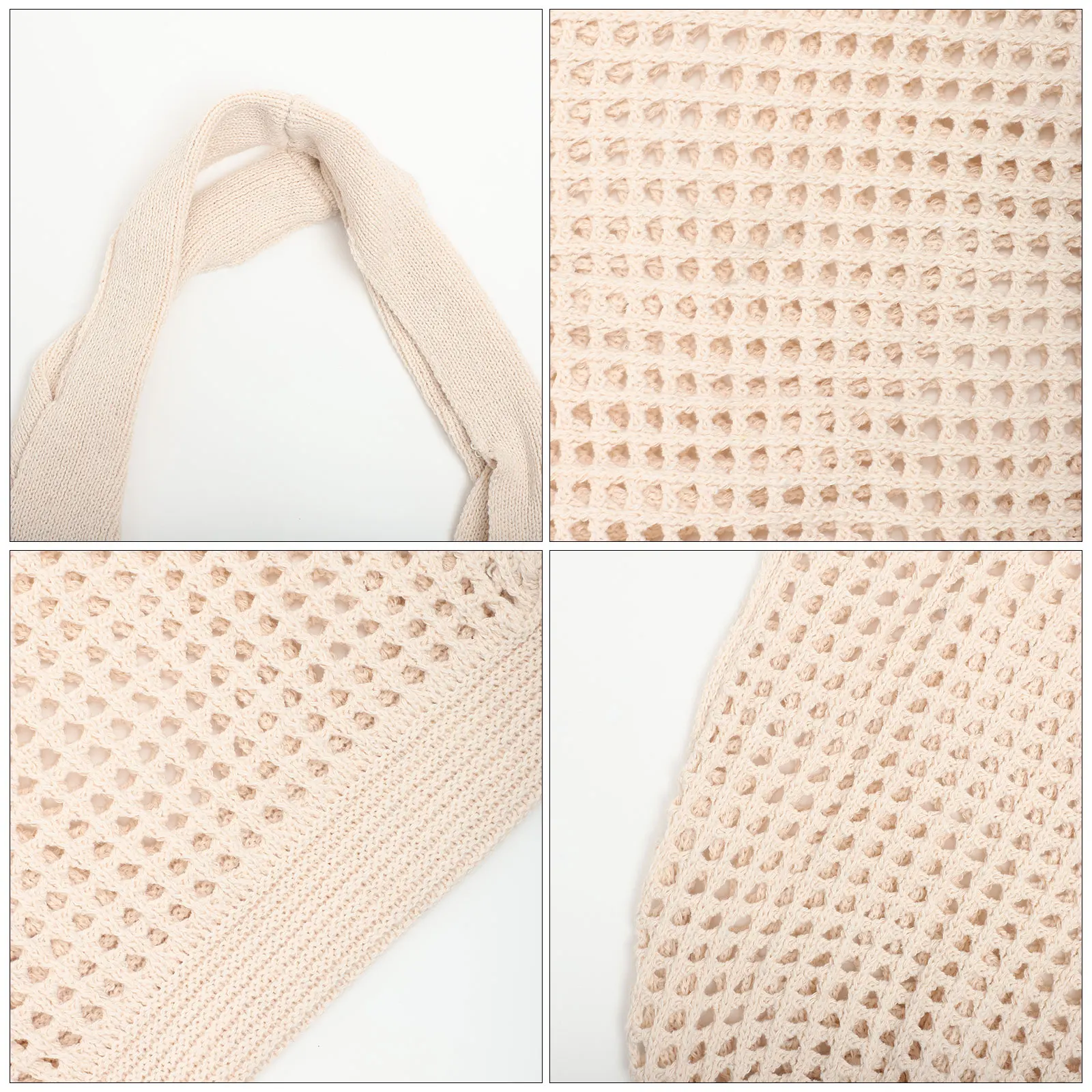 

Hollow Out Tote Knit Woven Handbag Crocheted Shoulder For Women Summer Large Lightweight Cotton Polyester Good Load Bearing