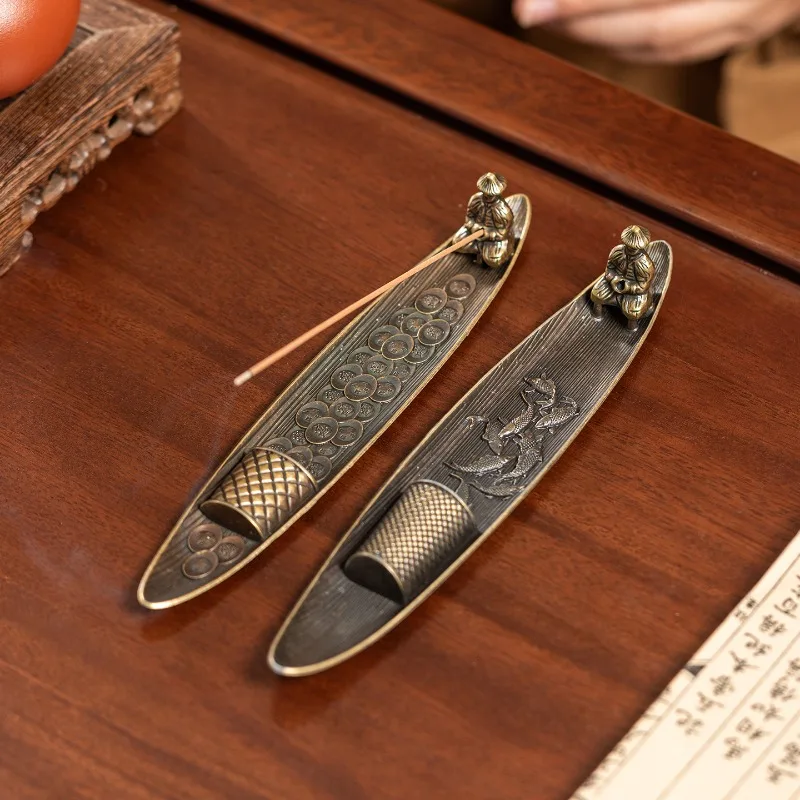 Fashionable Small Boat Incense Burner Fishing Old Man Style Burner Home Indoor Sandalwood Incense Insert Incense Burner