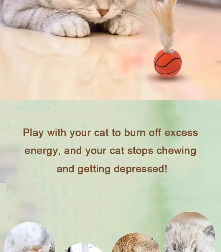 1/3 Stück interaktives Katzenspielzeug: Interaktive, federnde Bälle mit Federn, Katzenspielzeug für den Innenbereich, um die überschüssige Energie der Katze abzubauen. – Detail 2
