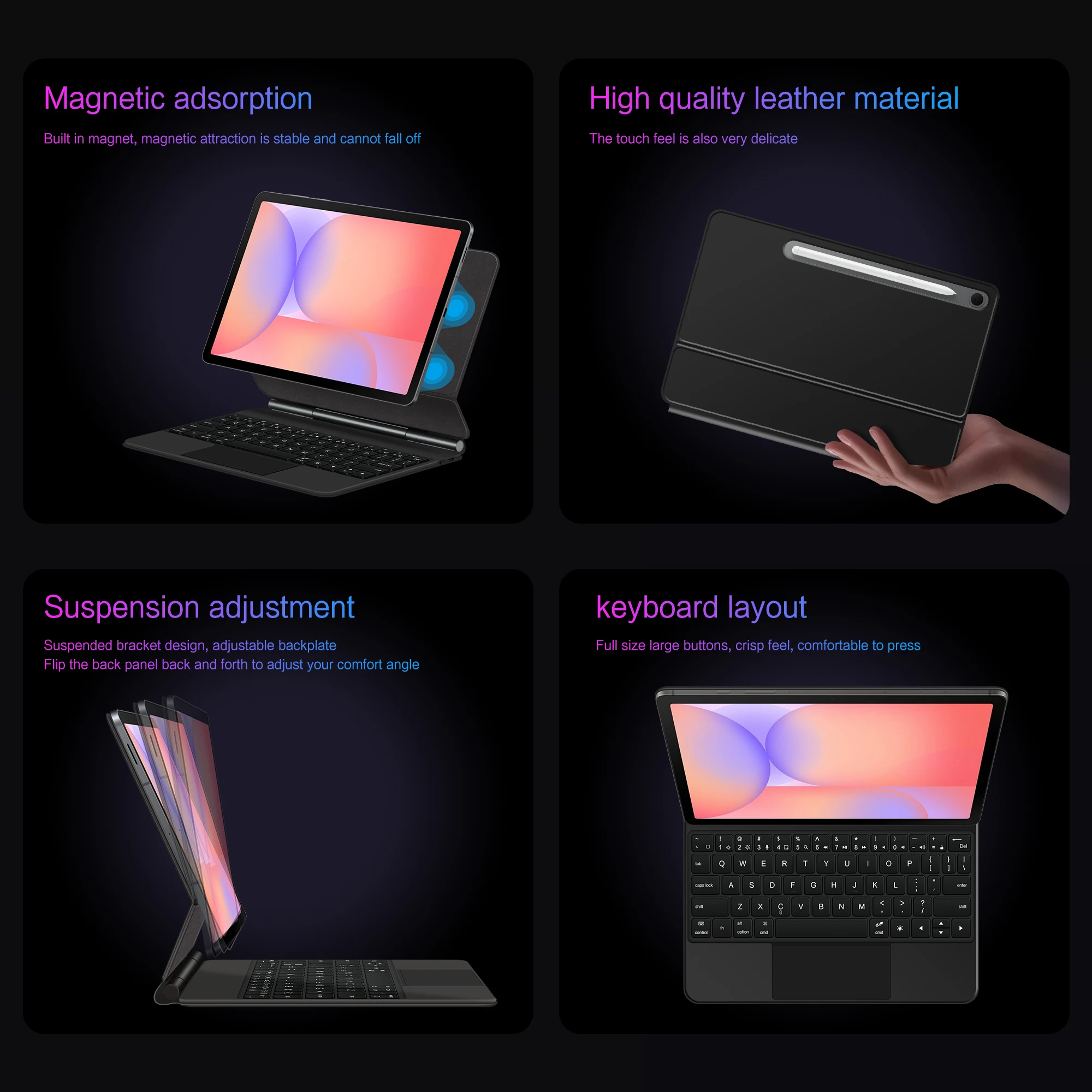 LFOIQN Keyboard Cover For Samsung Galaxy Tab S10 Lite 10.9 inch S10+ S11 S9 Plus S8 S7 FE 12.4 Ultra 14.6 Tablet Book Smart Case view 2