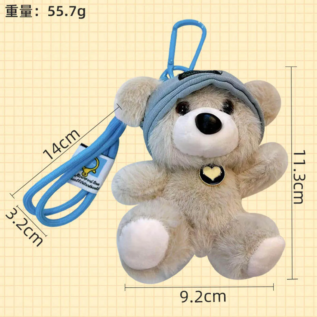 Cute Wear Hat Bear Pendant Plush Doll Keychain Lifelike Plush Stuffed Animal Bear Backpack Decor Pendant Creative Birthday Gift