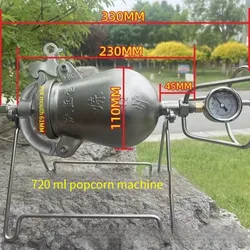 스테인레스 스틸 핸드 크랭크 올드 팝콘 메이커, 퍼프 쌀 옥수수 기계, 가정용 팝콘 스토브, 500ml