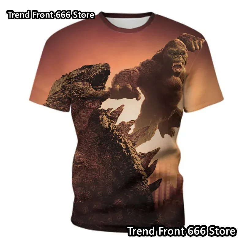 صعود كوكب القرود الاطفال والرجال كينغ كونغ قصيرة الأكمام تي شيرت Crewneck الأطفال ثلاثية الأبعاد مطبوعة تي شيرت الأولاد الملابس