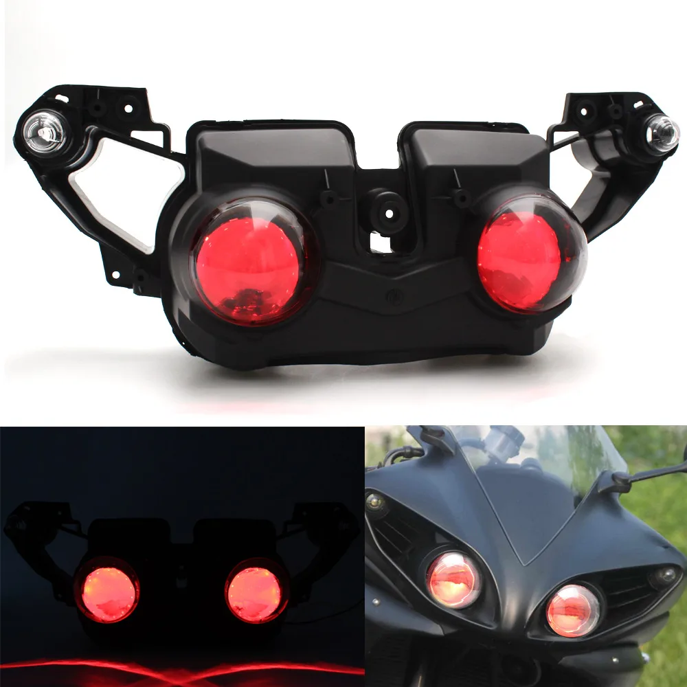 

Motorcycle Front Headlight Assembly Hi/Lo Beam HID Projector Head Lamp with LED Devil Eye For Yamaha YZF R1 2009-2011
