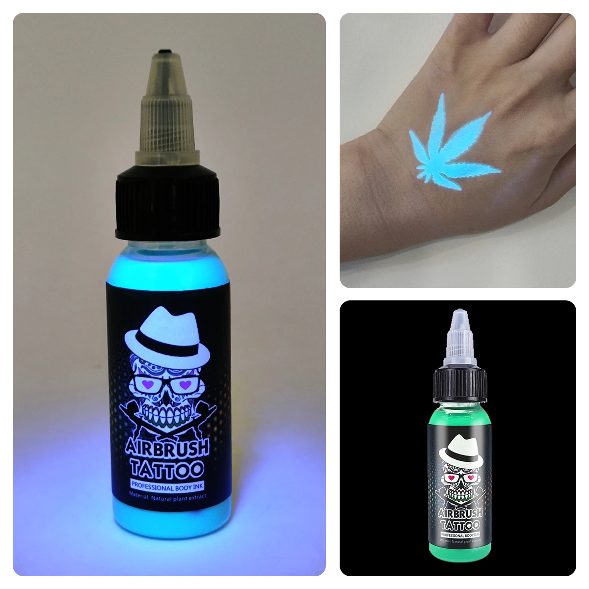 OPHIR Fluorescent Inks for Airbrush Temporary Tattoo 30ML/Bottle 8 Colors Body Painting Pigment  for Choose TA103(1-8)