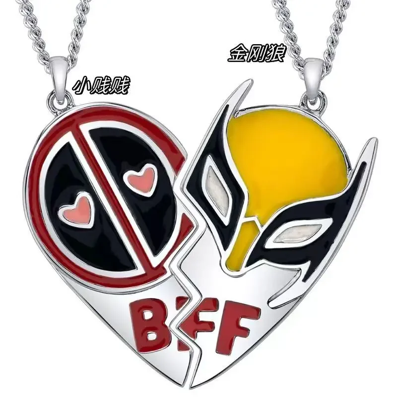 Dead-pool and Wolve-rine Necklace Cool Movie Figures Peripherals Pendant Heart Shape Cosplay Jewelry Friend Decor Birthday Gifts