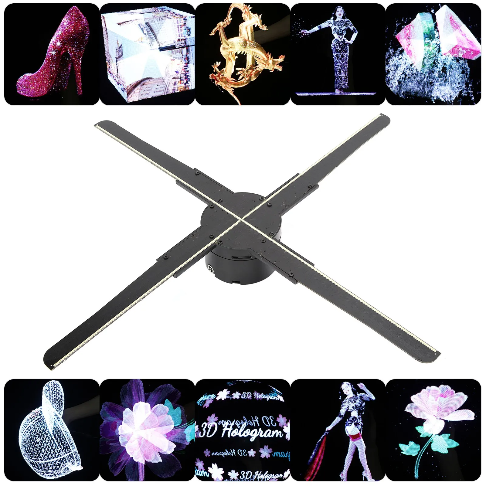 

Portable 16:9 HD LED TV Monitor with AV Input WiFi Holographic 3D Projector Fan for Advertising Support Multi Language