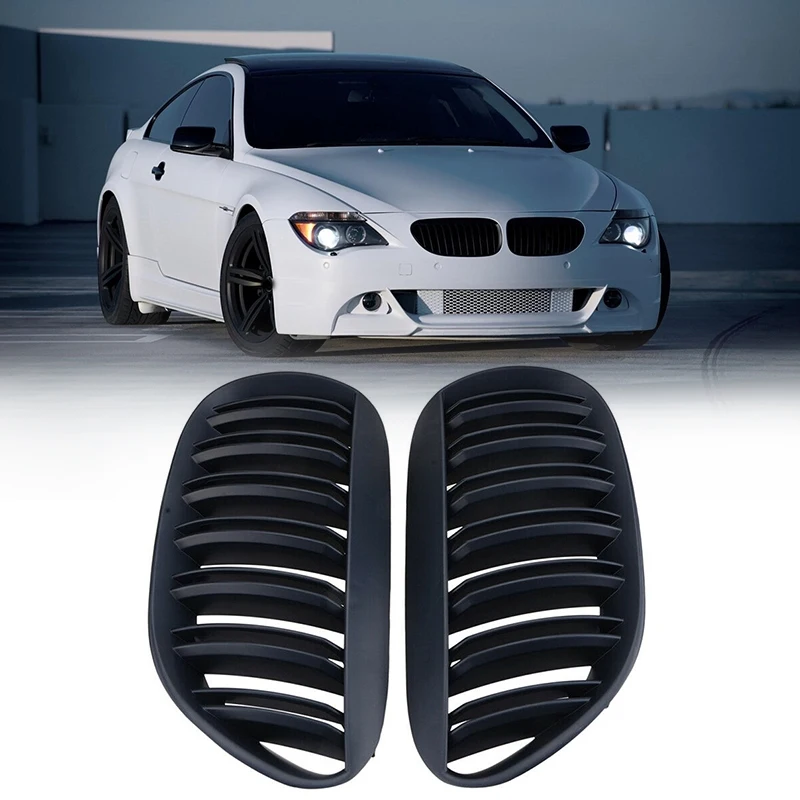 Car Matte Black Front Bumper Kidney Grille For BMW E63 M6 645Ci 650I E64 2D 2004-2010