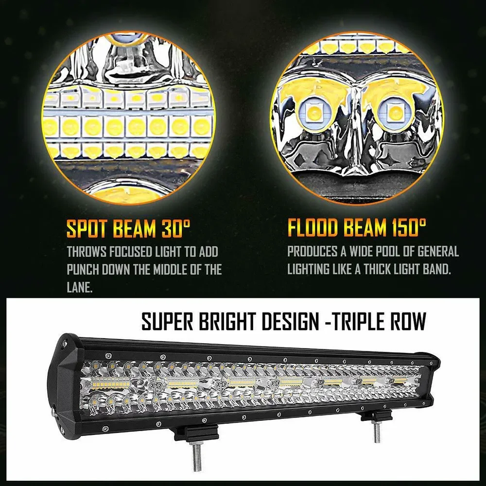 3 Rows Car LED Light Bar Offroad 4x4 Spotlights Fog Lamp Work Light LED Bar For ATV SUV Truck Tractor Boat motorcycle Headlights