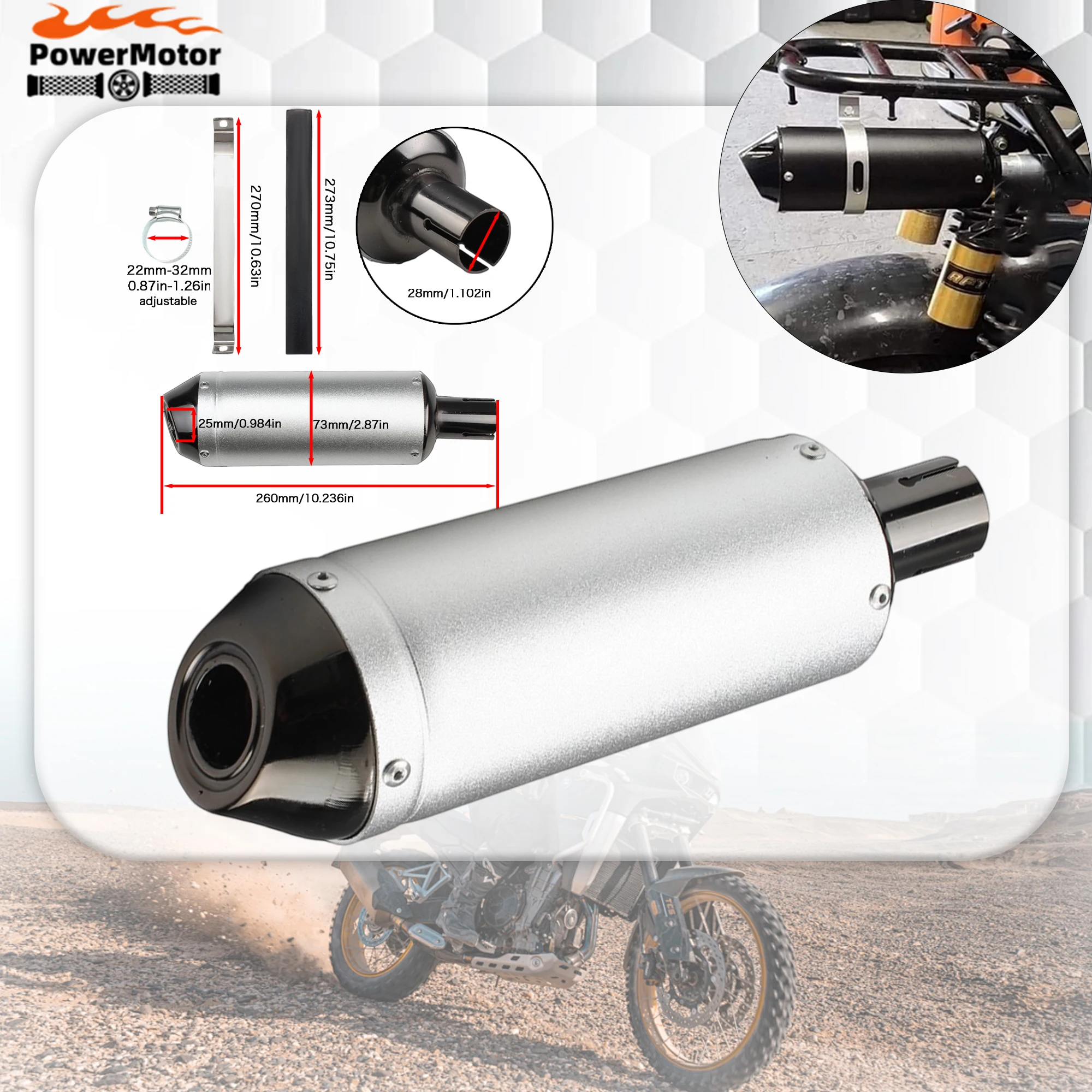 

Universal Enduro Motorcycle Muffler Systems Silencer Dirt Pit Bike 125cc 150cc Motorbike 28mm ATV Scooter Motocross Accessories