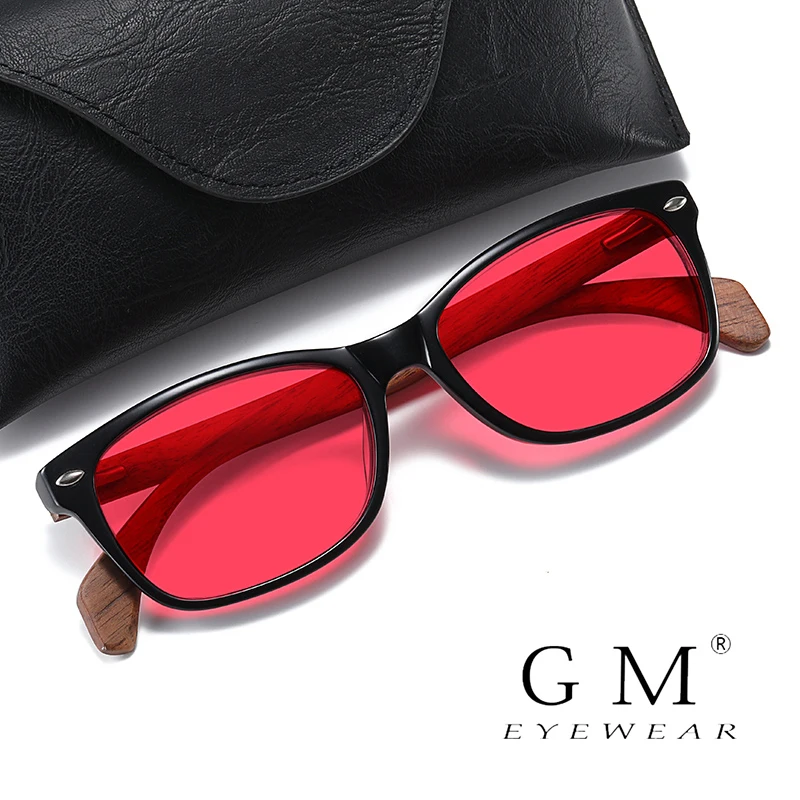 GM 2023Red Green Wooden Color Blind Glasses Women Men Corrective Examination Drawing Sunglasses Colorblind Working Eyewear GM106