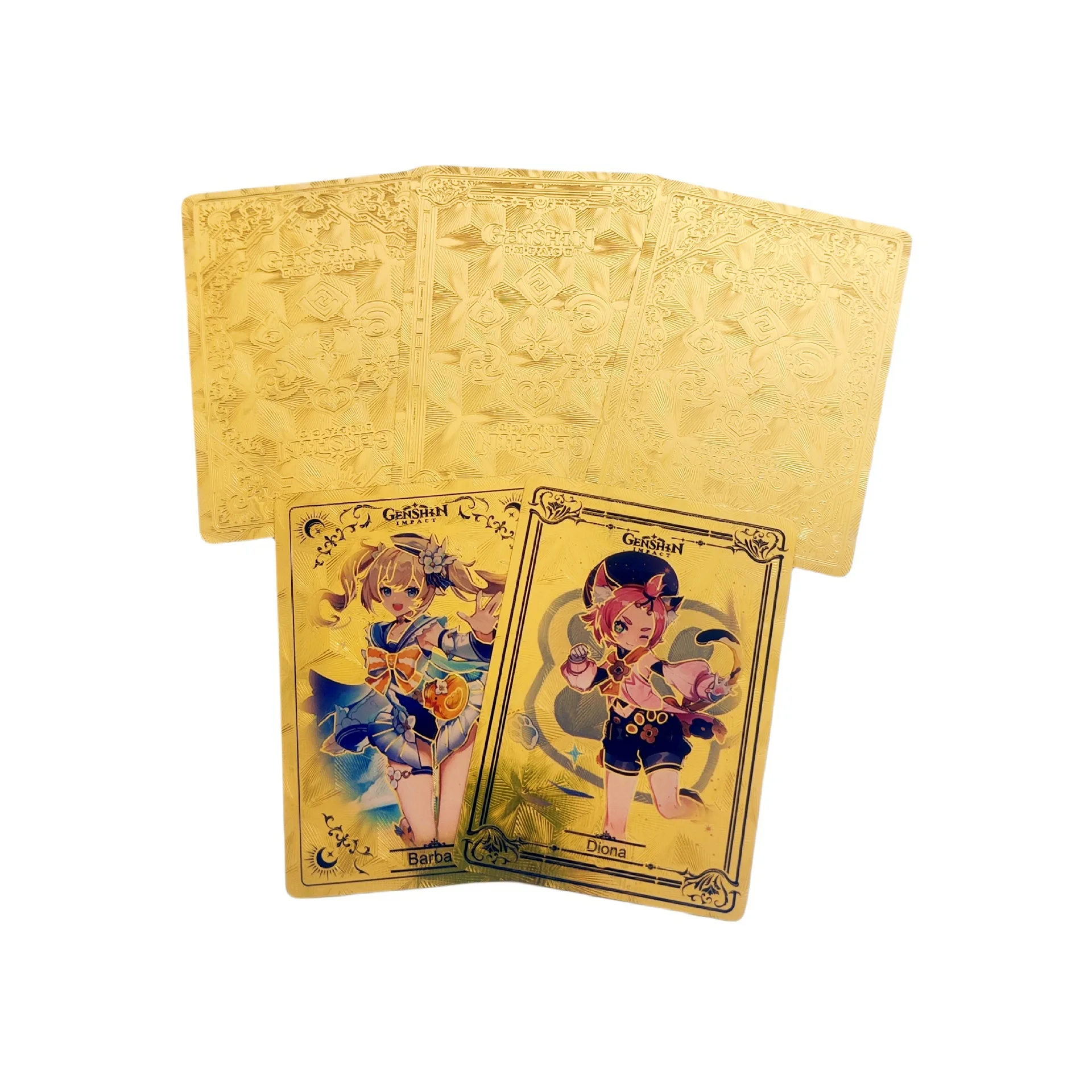 55Pcs Genshin Gold Foil Collection Card Waterproof No Repetition English Genshin Impact Character Card Board Game Leisure Toy