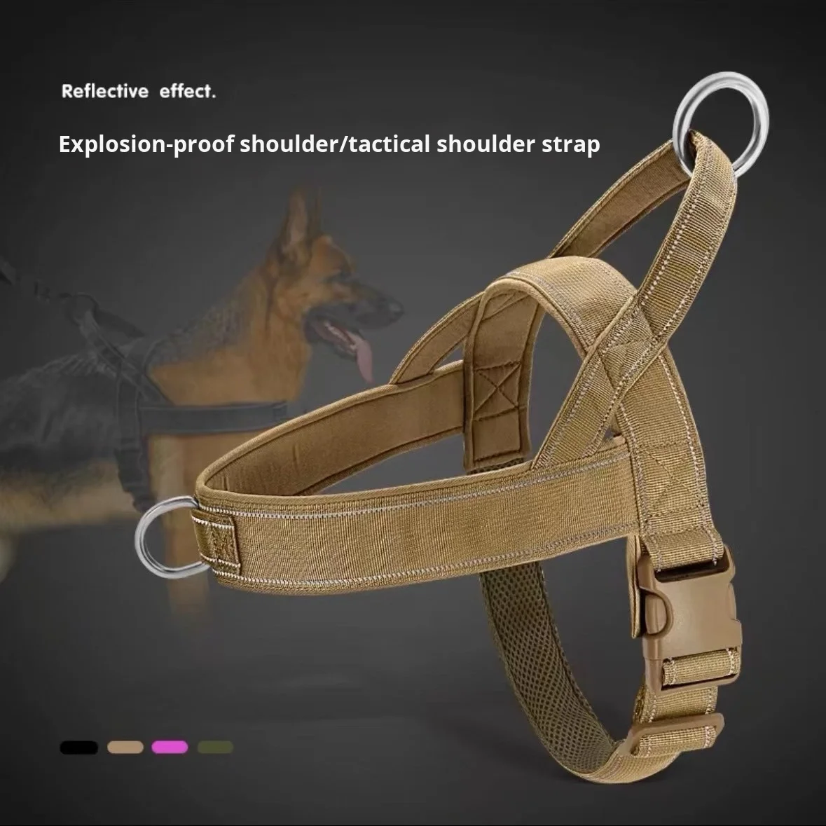 

Medium Small Oxfords Striped Tactical Dog Harness Strong Durable Breathable Pet Training Supplies Button Closure Padded