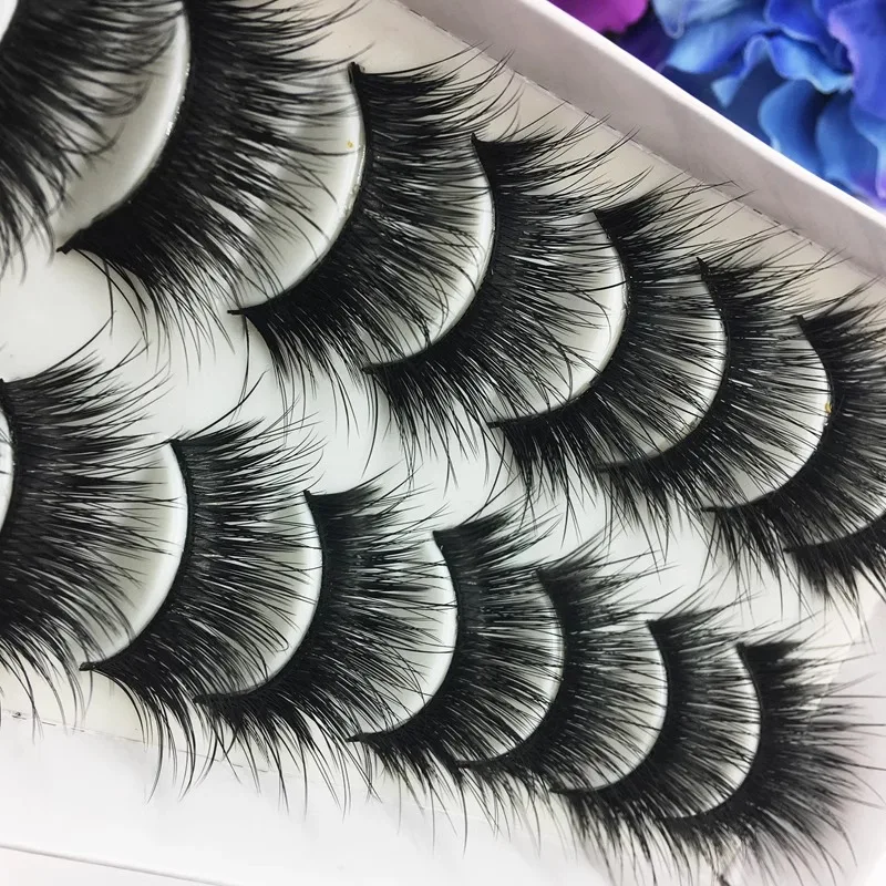 YOKPN Thick Exaggerated Performance False Eyelash Handmade Black Cross Long Eyelashes Realistic Cosplay Party Cat Eye Doll Style