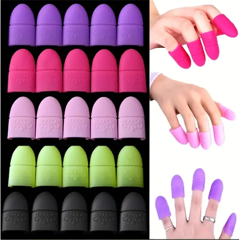 5PCS/Box Fingers Tips Reusable Silicone Nail Soakers Pad Holder UV Gel Polish Remover Caps Tips Acrylic Off Or Nail Art Removal