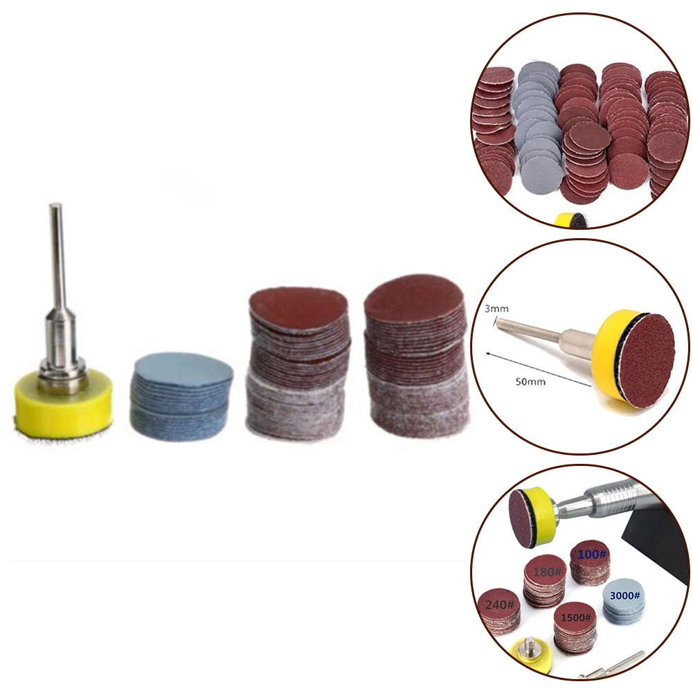 1inch 25mm Sanding Discs 100Pcs Abrasive Pads Polishing Kit 100 to 3000 Grit with M6 Thread and Rod for Wood Metal Stone