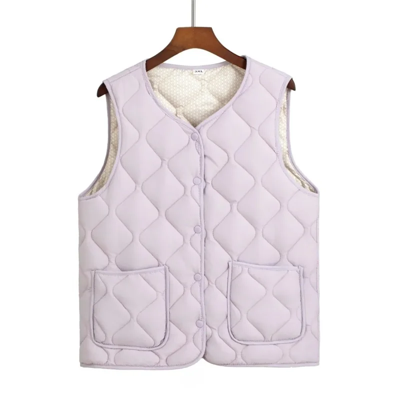 Women's Vests  Women's Jackets New Autumn and Winter Single-Breasted Down Cotton Vest Plus Size Vest Warm Padded thin Vest Women