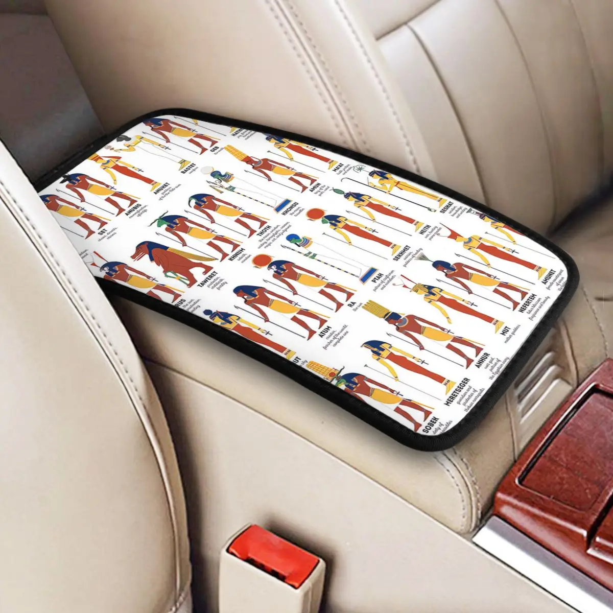 Ancient Egyptian Deities Car Accessories Car Handrail Box Cushion Custom Print Non-slip Car Armrest Cover