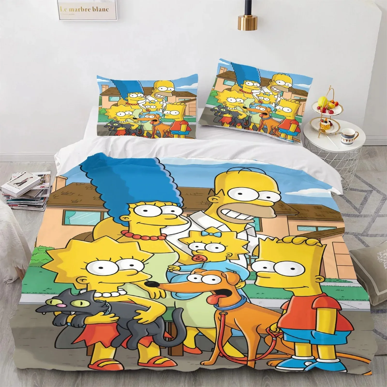 

3D Cartoon Duvet Cover Set Simpsons Family Duvet Cover Pillow Case Home Bedding Set Bedroom Decorating Boy Girl Gifts