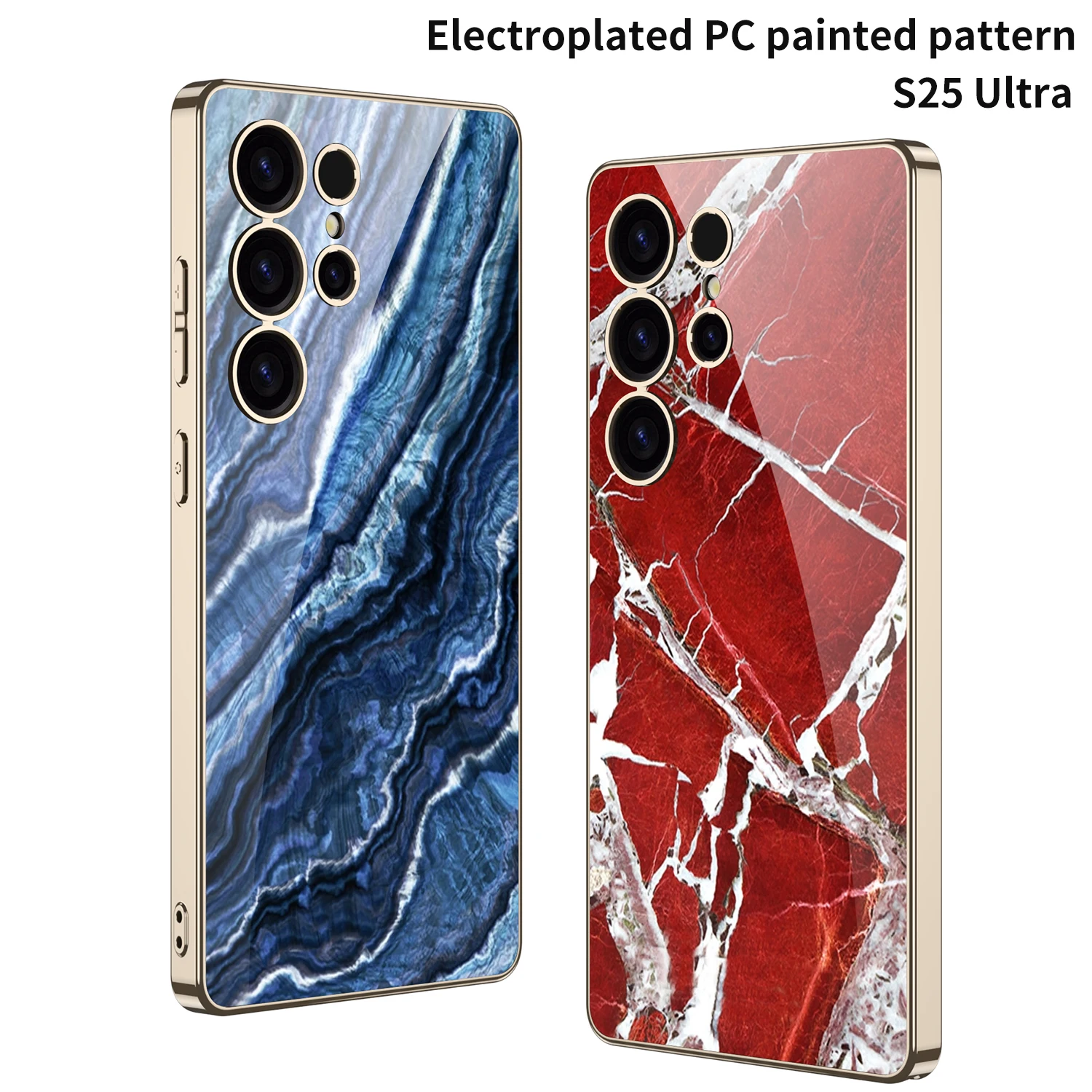 

Стеклянный чехол с росписью мраморным узором для Samsung Galaxy S25Plus, роскошный твердый чехол с мягким краем для Galaxy S25 Ultra, чехол