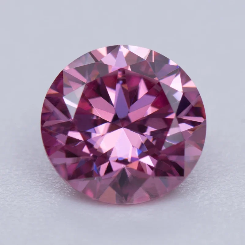 

Moissanite Stone Pink Color Round Cut Lab Grown Diamond for Custom Jewelry Making Materials with GRA Certificate