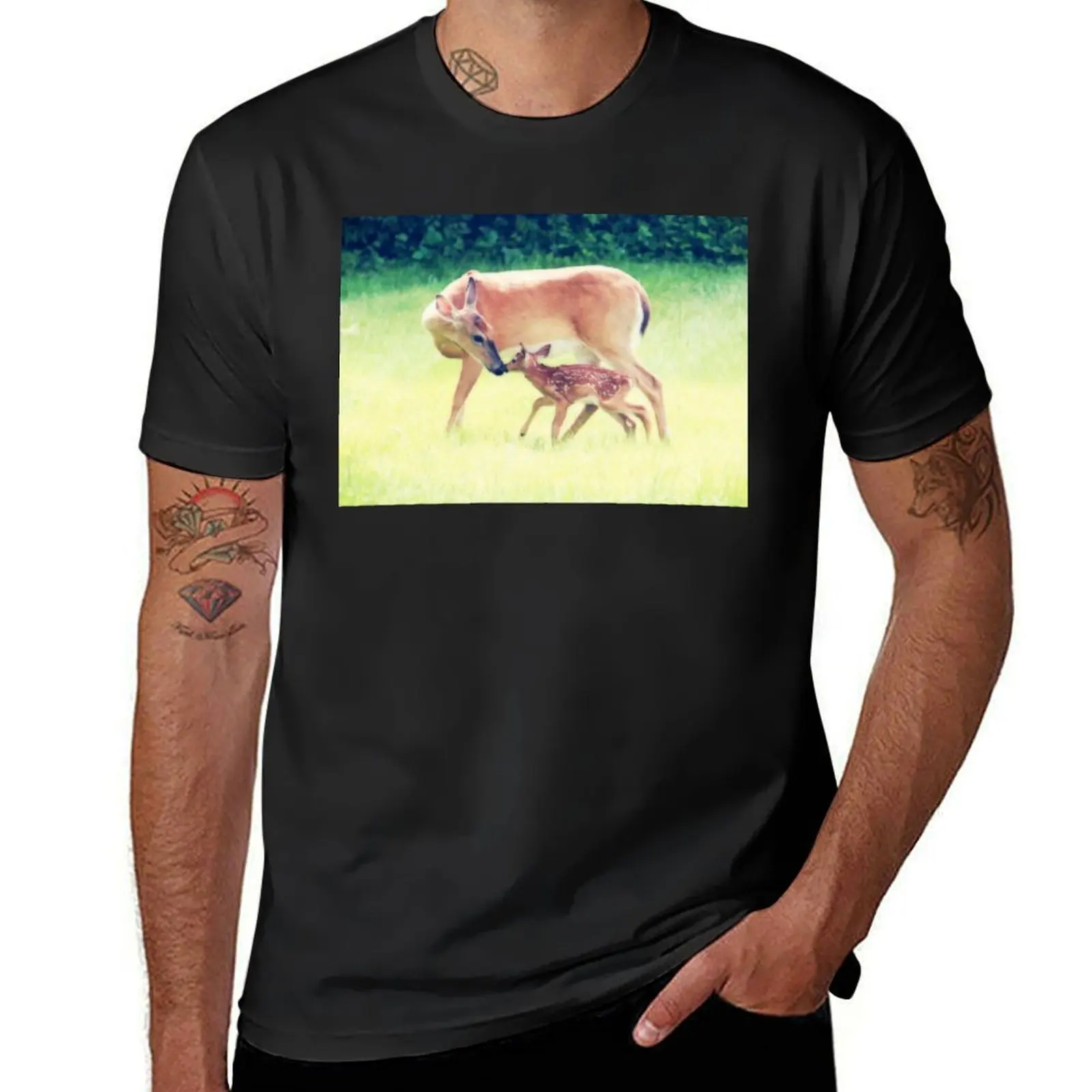 

Doe and Fawn Kiss T-Shirt oversizeds plain funnys mens champion t shirts