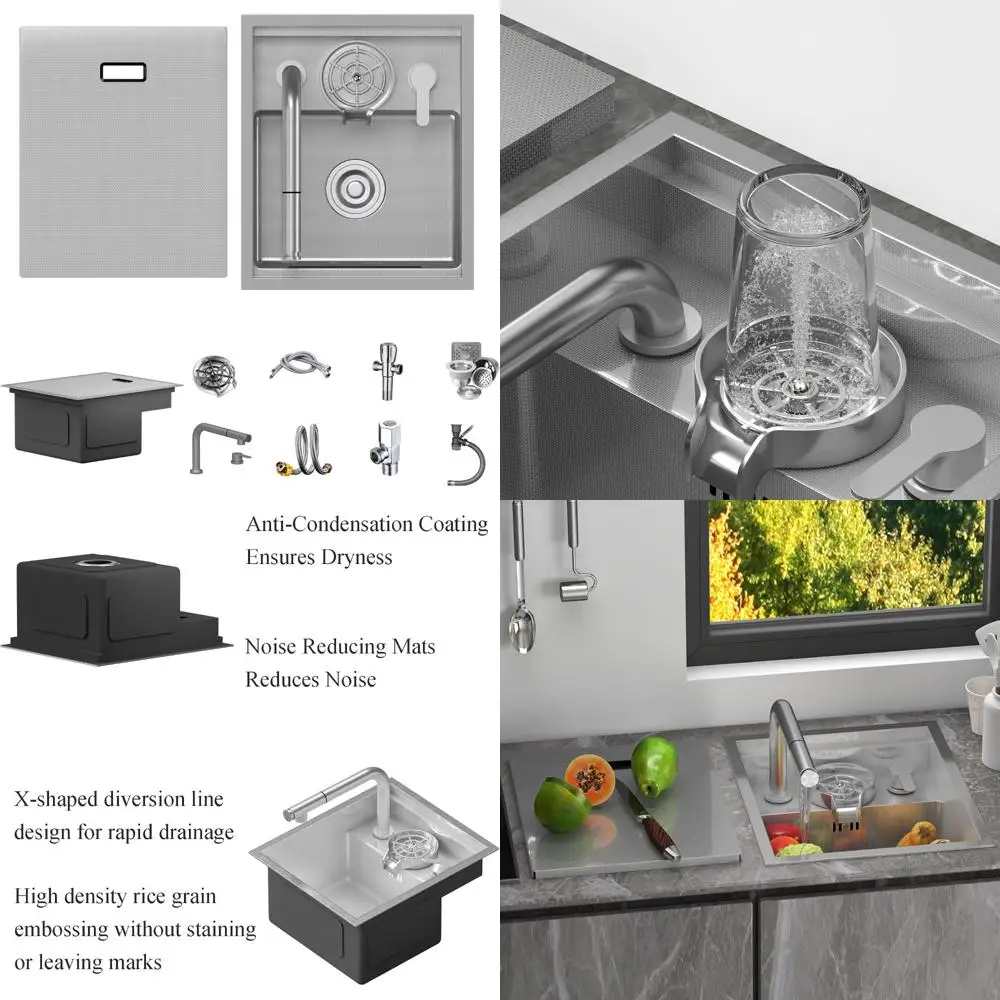 

17.72 x 14.96 Inch Topmount Stainless Steel Single Bowl Kitchen Sink with Brushed Finish