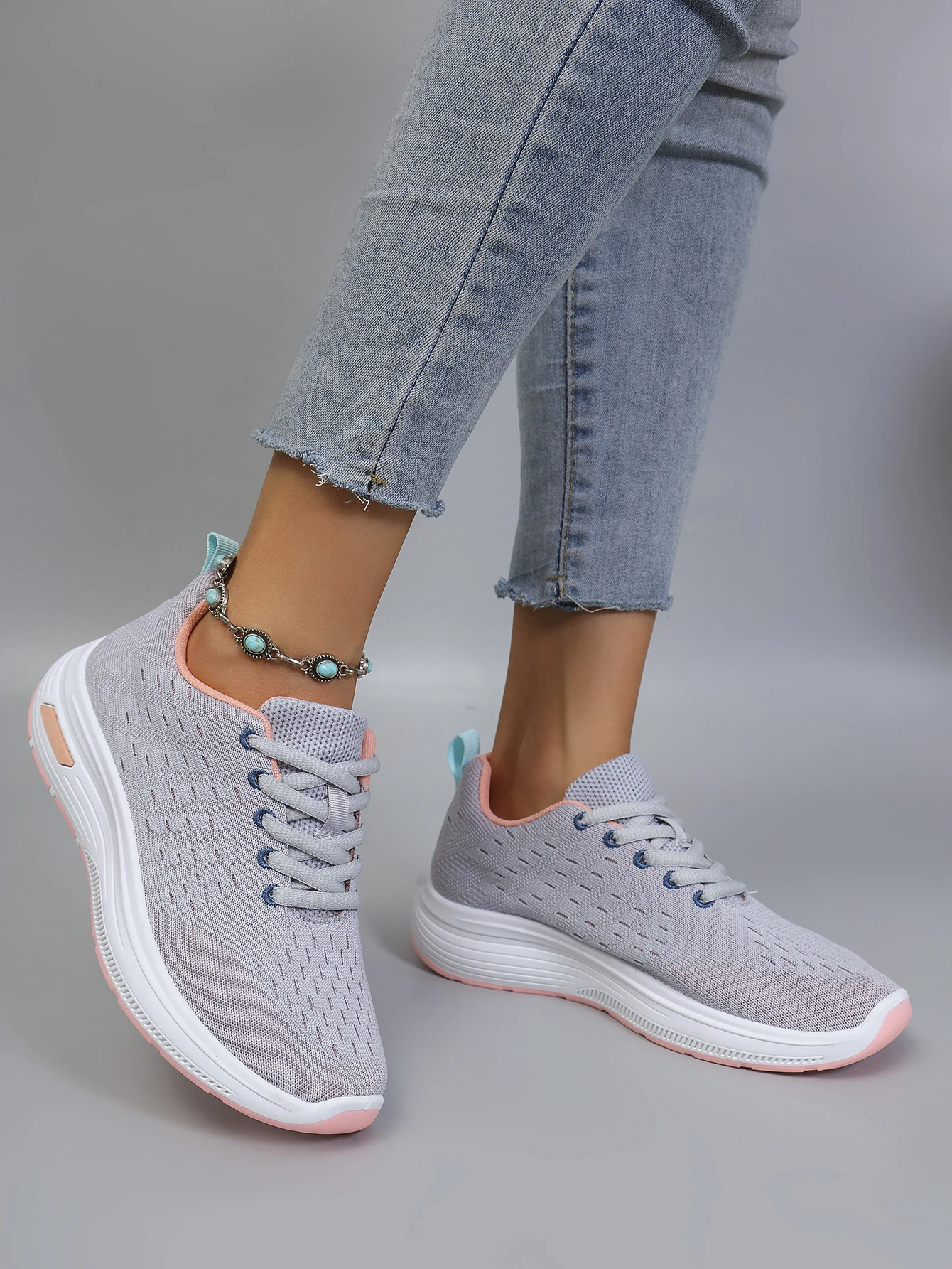 Frühling und Herbst neue lässige Sportschuhe für Damen, bequeme, atmungsaktive, leichte, verschleißfeste Sportschuhe mit Riemen