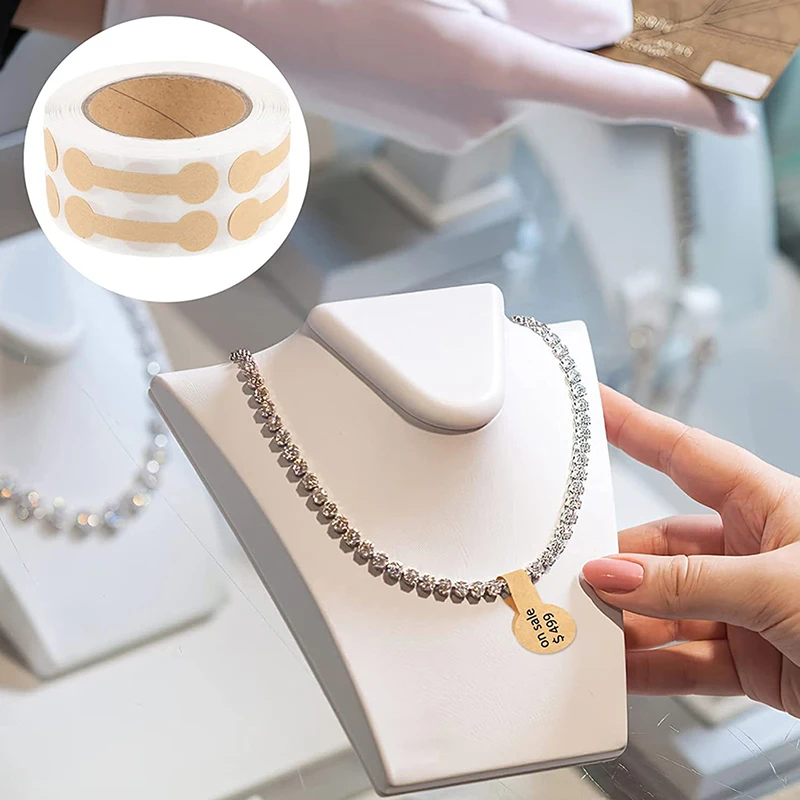 

500pcs Self-Adhesive Dumbell Jewelry Price Tags Necklace Ring Paper DIY Display Tool