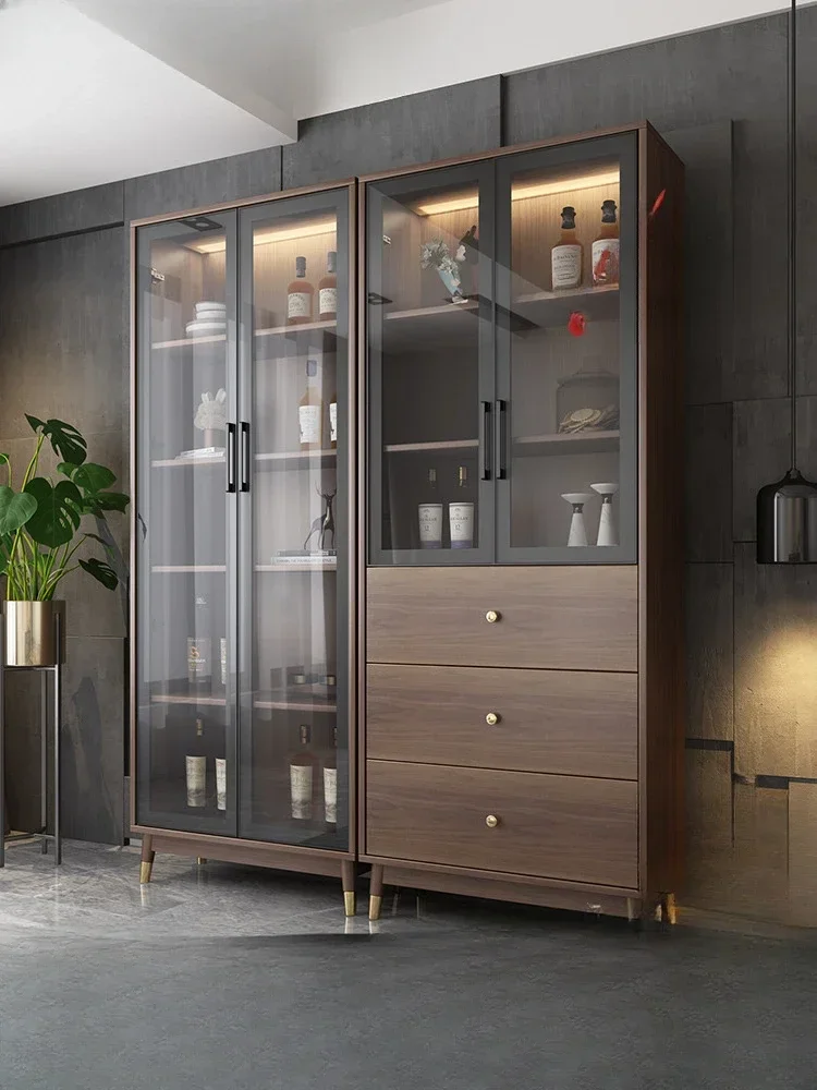 Movable Commercial Bar Bottle Storage Home Drink Showcase Simple Closet Wall Industrial Shop Furniture Wine Cabinet Living Room