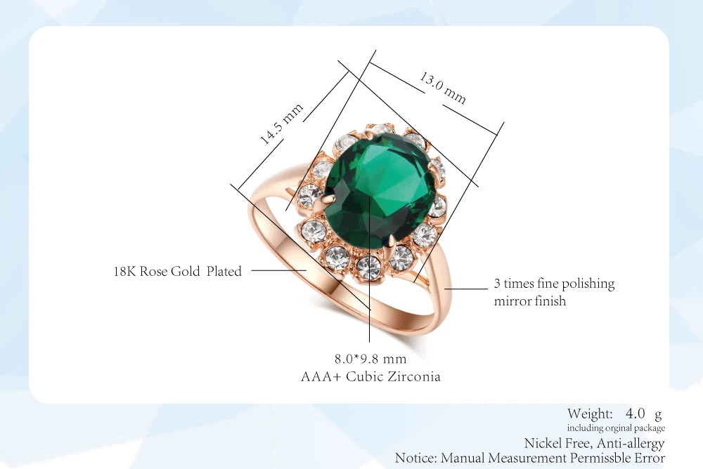 Diana Ring Für Frauen Prinzessin Stil Blau Kristall Zirkon Silber Farbe Engagement Hochzeit Finger Ringe Geschenk Mode Schmuck R076 – Detail 15