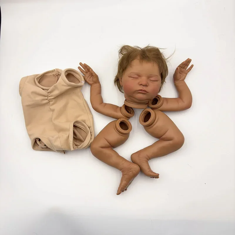 48cm Reborn Doll kit Dark brown Skin Laura painted Doll kit Unfinished Doll parts with Hand Rooted Hair