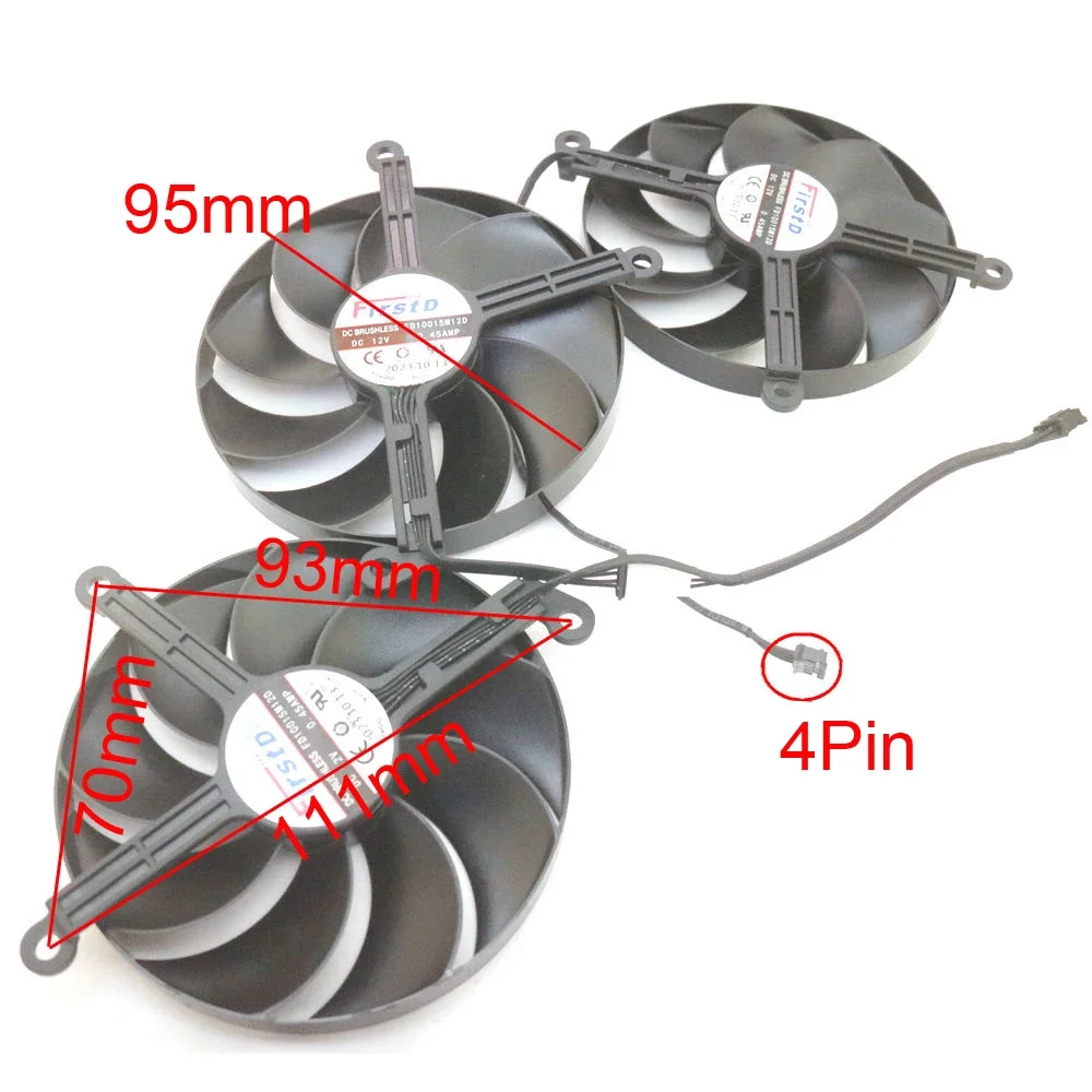 3pcs/lot FD10015M12D DC12V 0.45AMP 95mm 111x93x70m VGA Fan For ZOTAC RTX4070tiS RTX4090 SOLID OC Graphics Card Cooling Fan