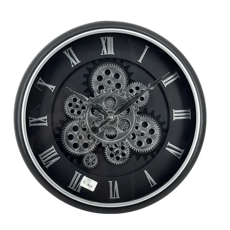 16 Inch Fashion Industrial Gear Wall Clock Decoration Retro Silent Mechanical Age Decor Home Decorative Room Art Style Gift