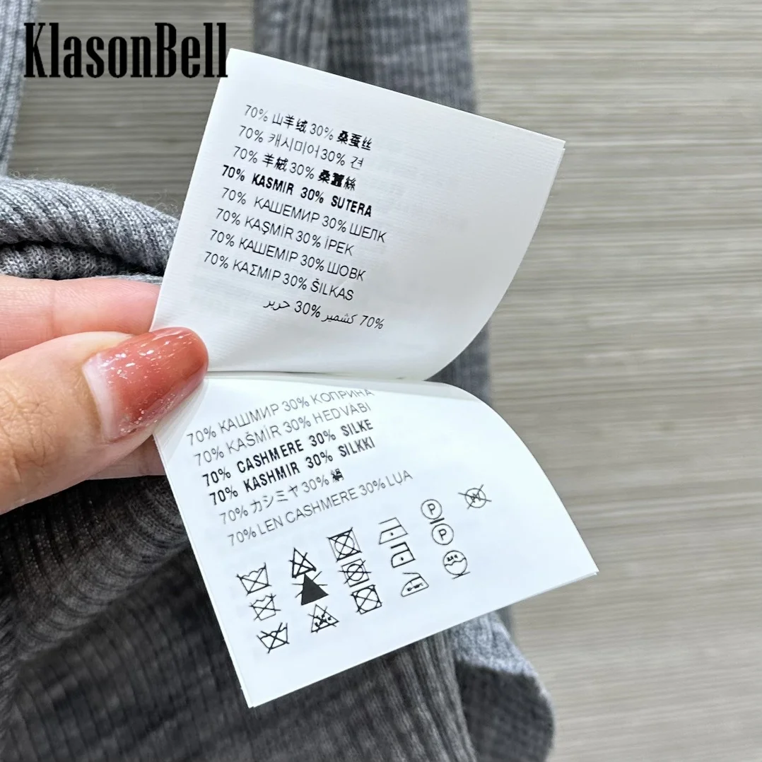 10.11 KlasonBell Letter Embroidery Turn-down Collar Button Pullover Knitwear Soft Comfortable Silk Cashmere Knit Sweater