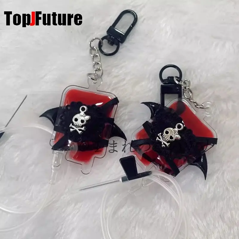 Harajuku Gothic Y2K Girl Women Men Medical Department decorations Cosplay punk Blood Bag  Key Chain vampire diarles ornamen gift