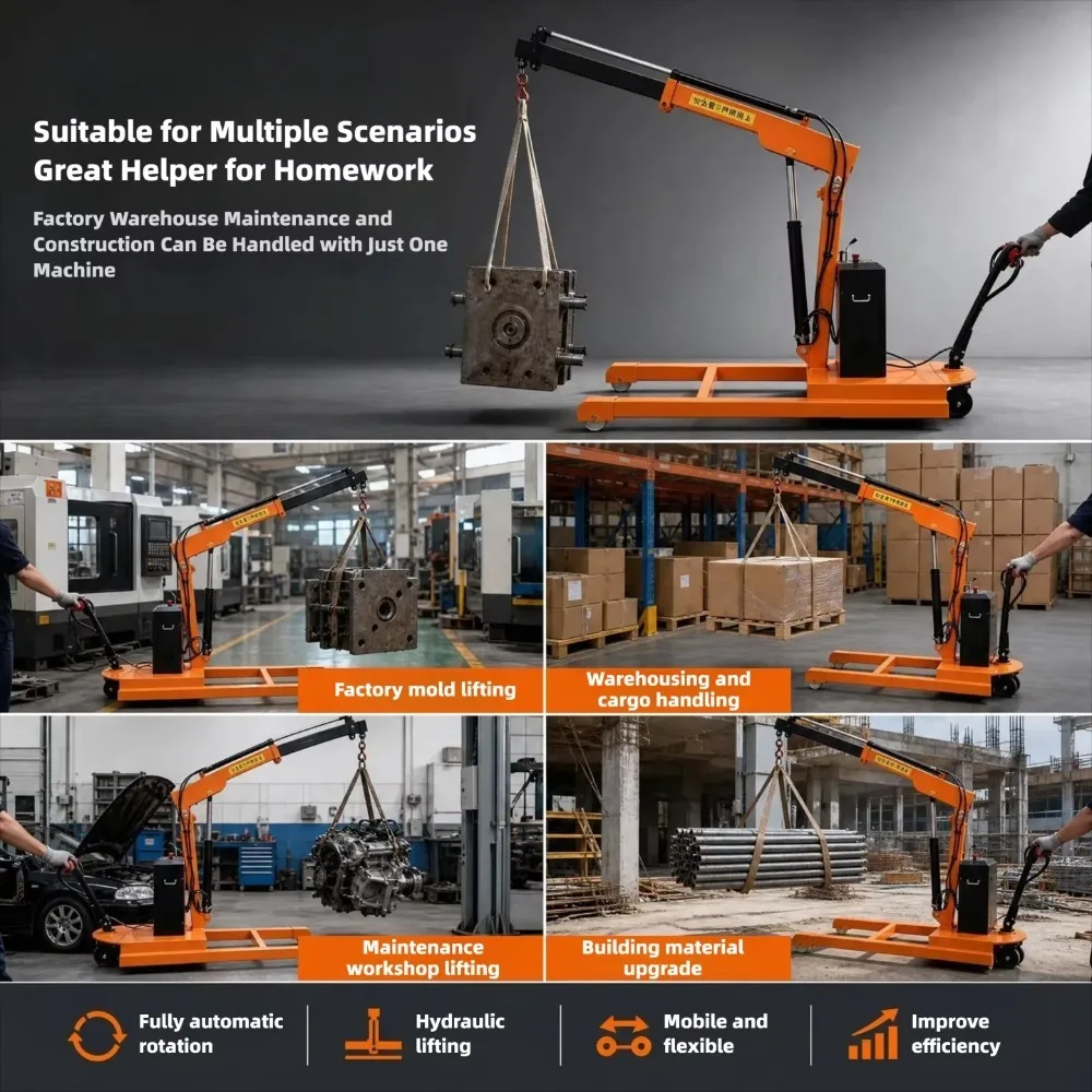 Full Electric Mobile Lifting Rotating Small Hoist Vehicle Mounted Warehouse Hydraulic Crane Boom for Cargo Loading Unloading