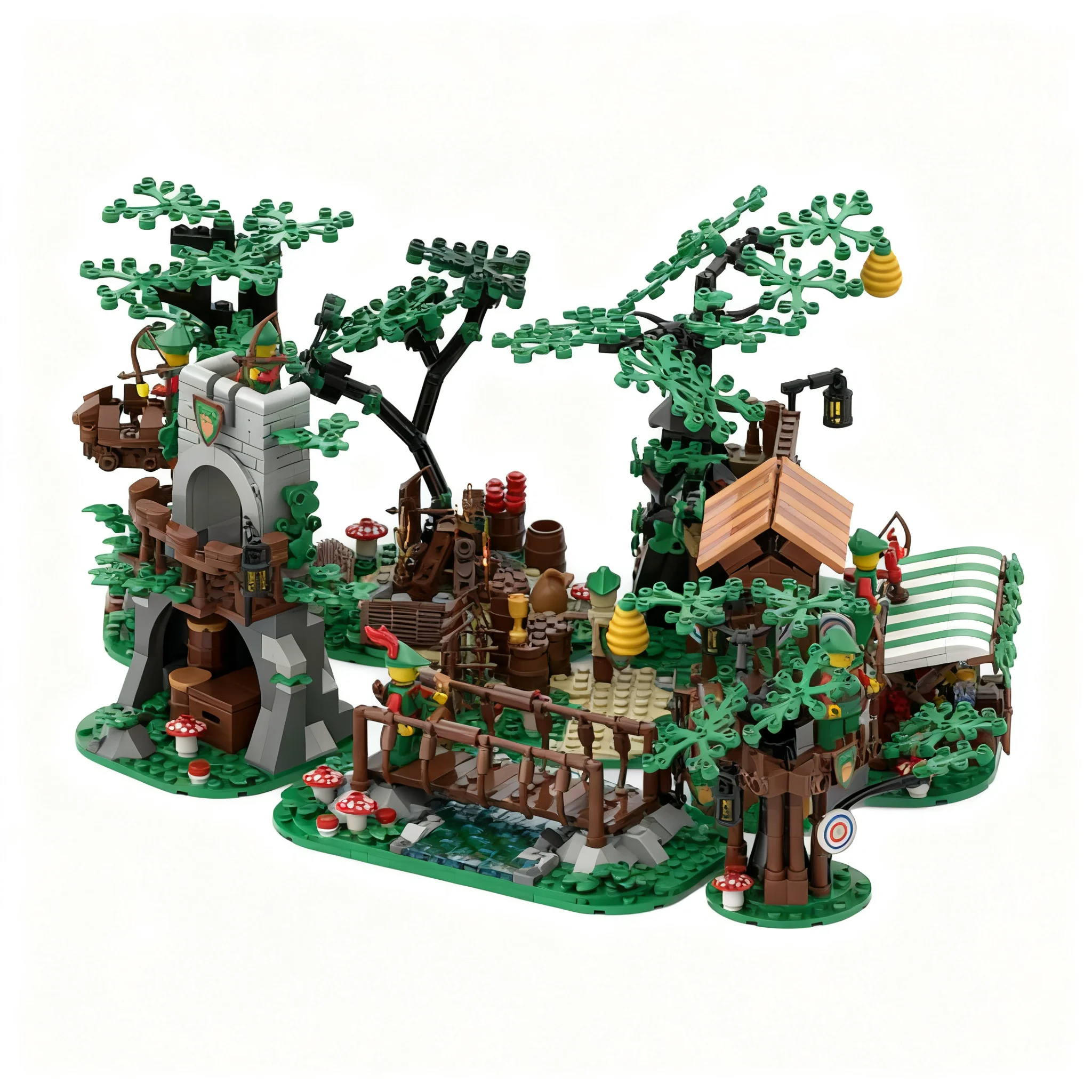 1393pcs MOC Forest Hideout Castle Forestmen Model Building Blocks Toy Creative Birthday Assemble DIY Education Display Art Idea