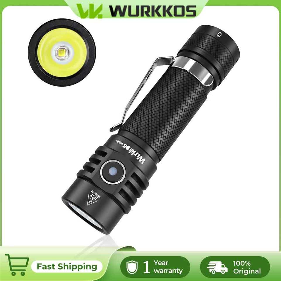  Wurkkos WK03 LED Flashlight 18650 Torch 1800LM ATR Luminus SST40 Rechargeable USB C Light IP68 Waterproof for Hiking Camping 