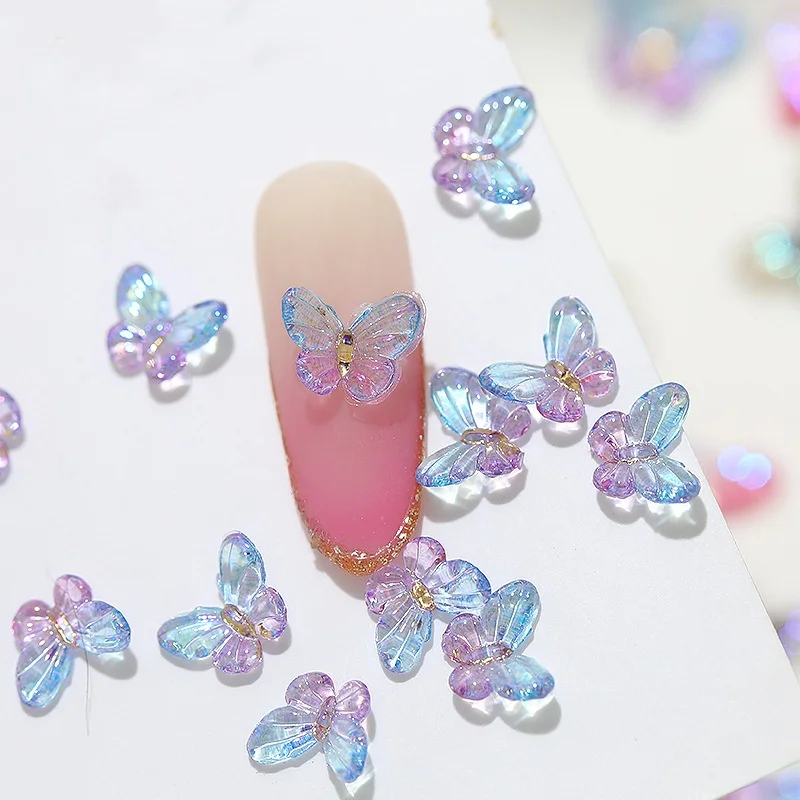 

20pcs Aurora Elf Butterfly Nails Accessories 3D Nail Art Charms Crystal Glitter Butterfly Rhinestone Manicure Jewelry Decoration
