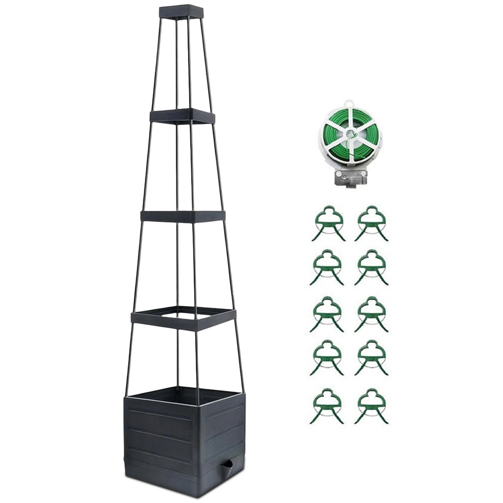 

Raised Garden Bed Planter Box with Trellis Tomato Cage Planter Self-Watering Planter Box for Patio Greenhouse