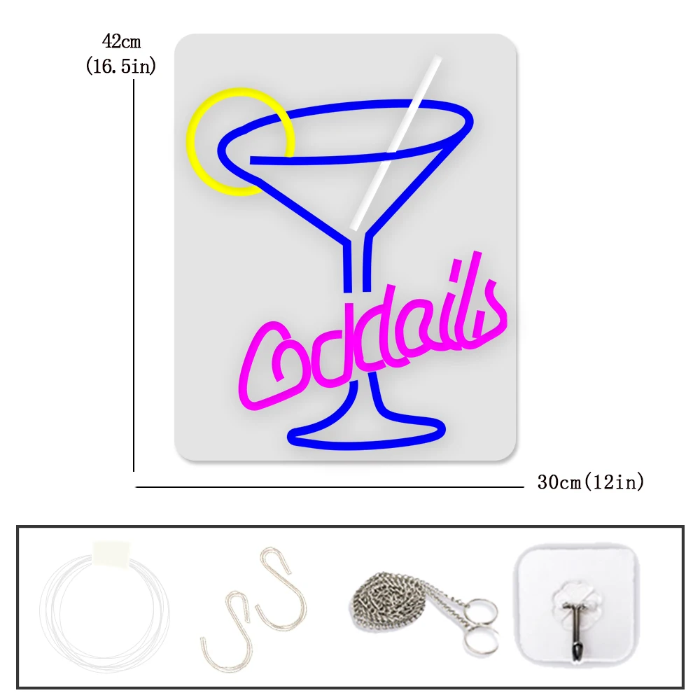 LED Cocktail Party Neon Sign Beer Time Party Celebration Personalized Decorative Atmosphere Illuminating Sign