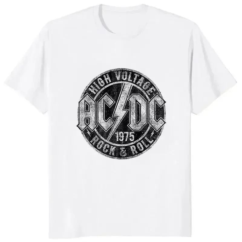 Ac High Voltage 1975 Dc Black Men T Shirt Hot Sale Summer Short Sleeves Cool Hip Hop Streetwear T-shirt Hipster Korea 2025 women image 2