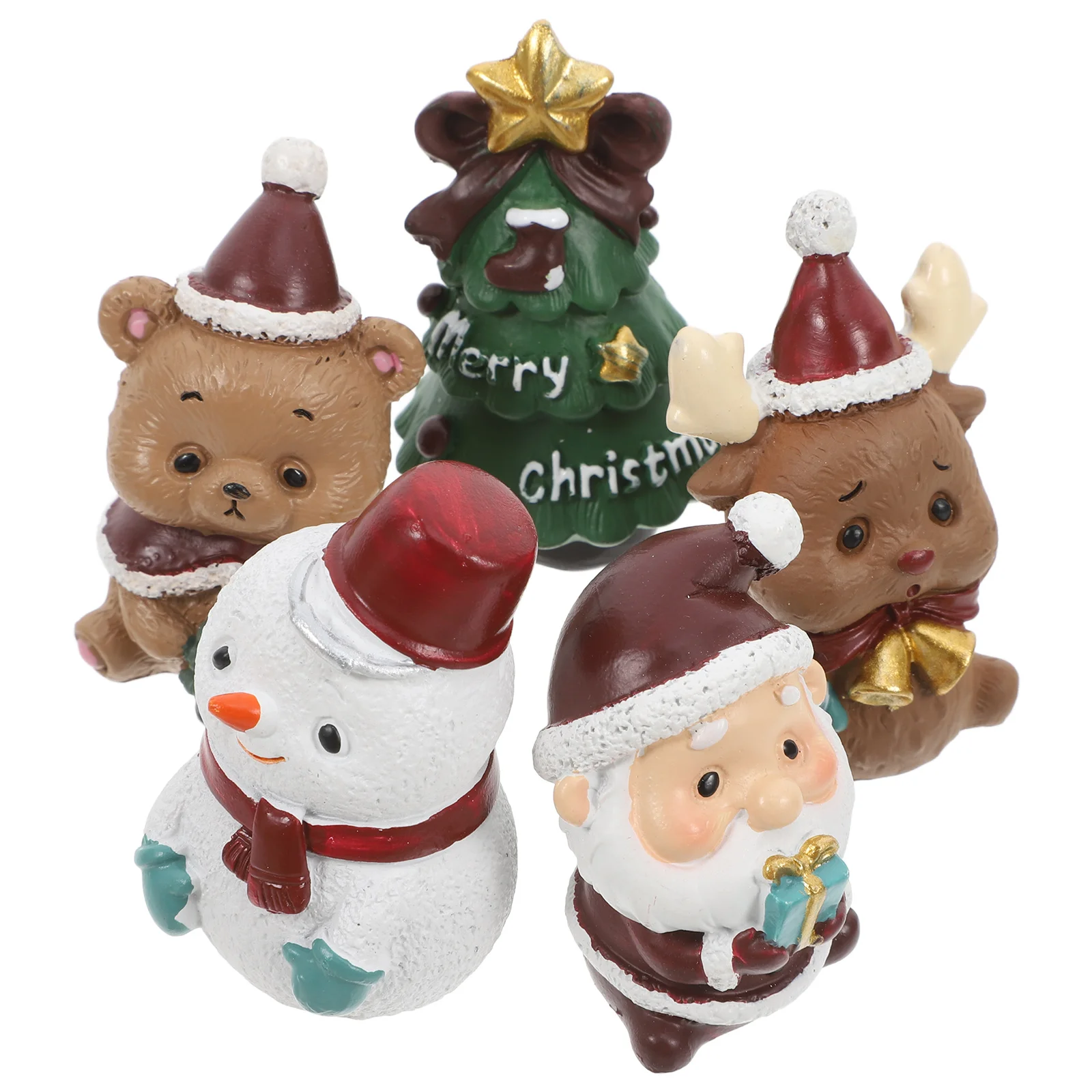 

5 pcs 1 Set Resin Craft Ornaments Christmas Decorations Cake Adornments Home Garden Holiday Party Gifts Red White Green
