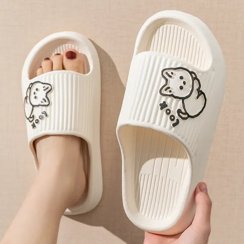 Summer Men Slippers Bathroom Platform Non-Slip Home Bear Cartoon Flip Flops Beach Women Slipper Sandals Slides Indoor Outdoor