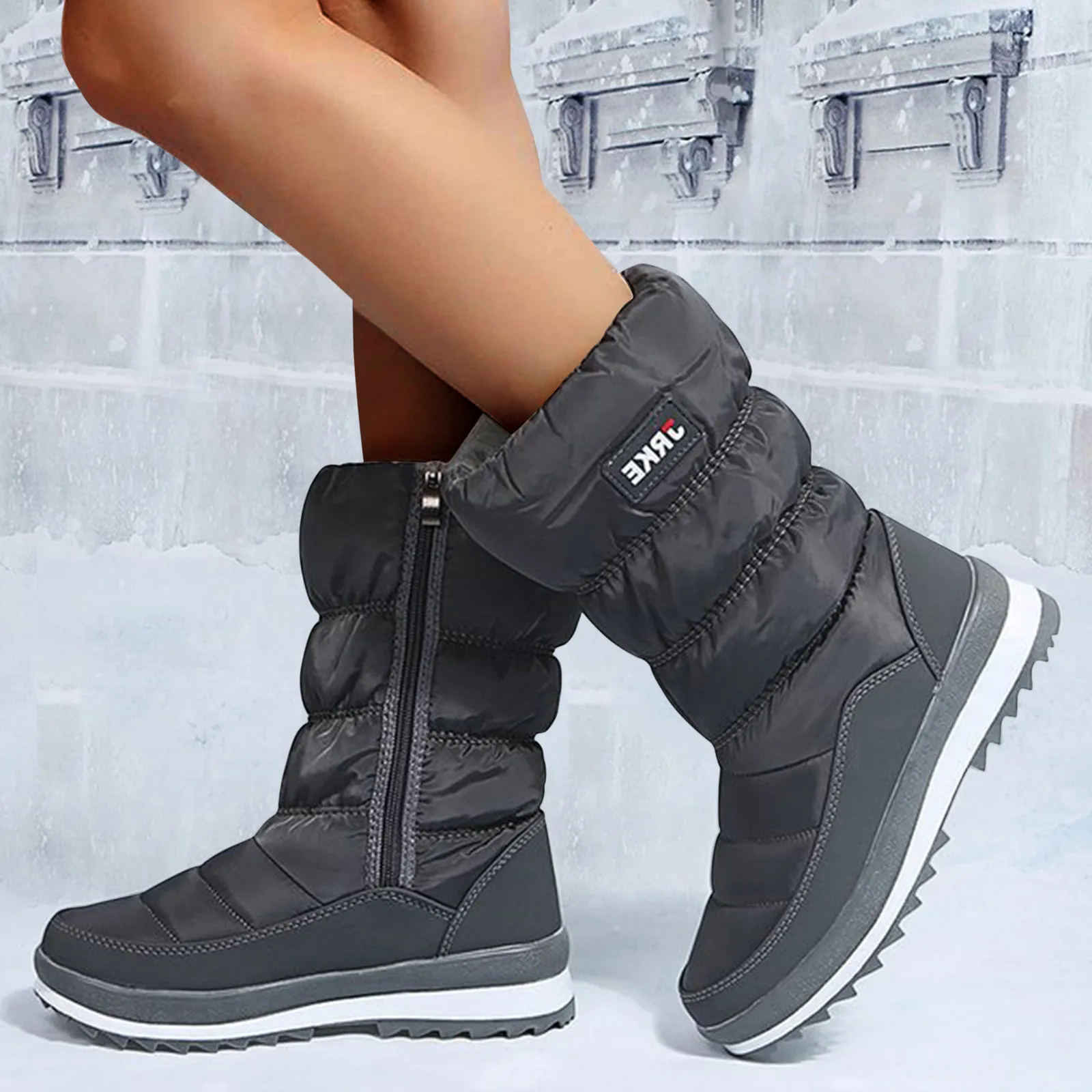 Boots Wide Calves Women Women\'S Fashion Platform Snow Boots Plus Fleece Side Zipper Mid- Cotton Boots Boot For Women